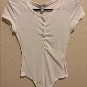 Rue21 Women's Cream Button-Front Bodysuit